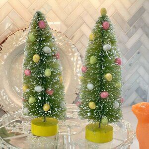 2 Retro Bottle Brush Easter/Spring Trees